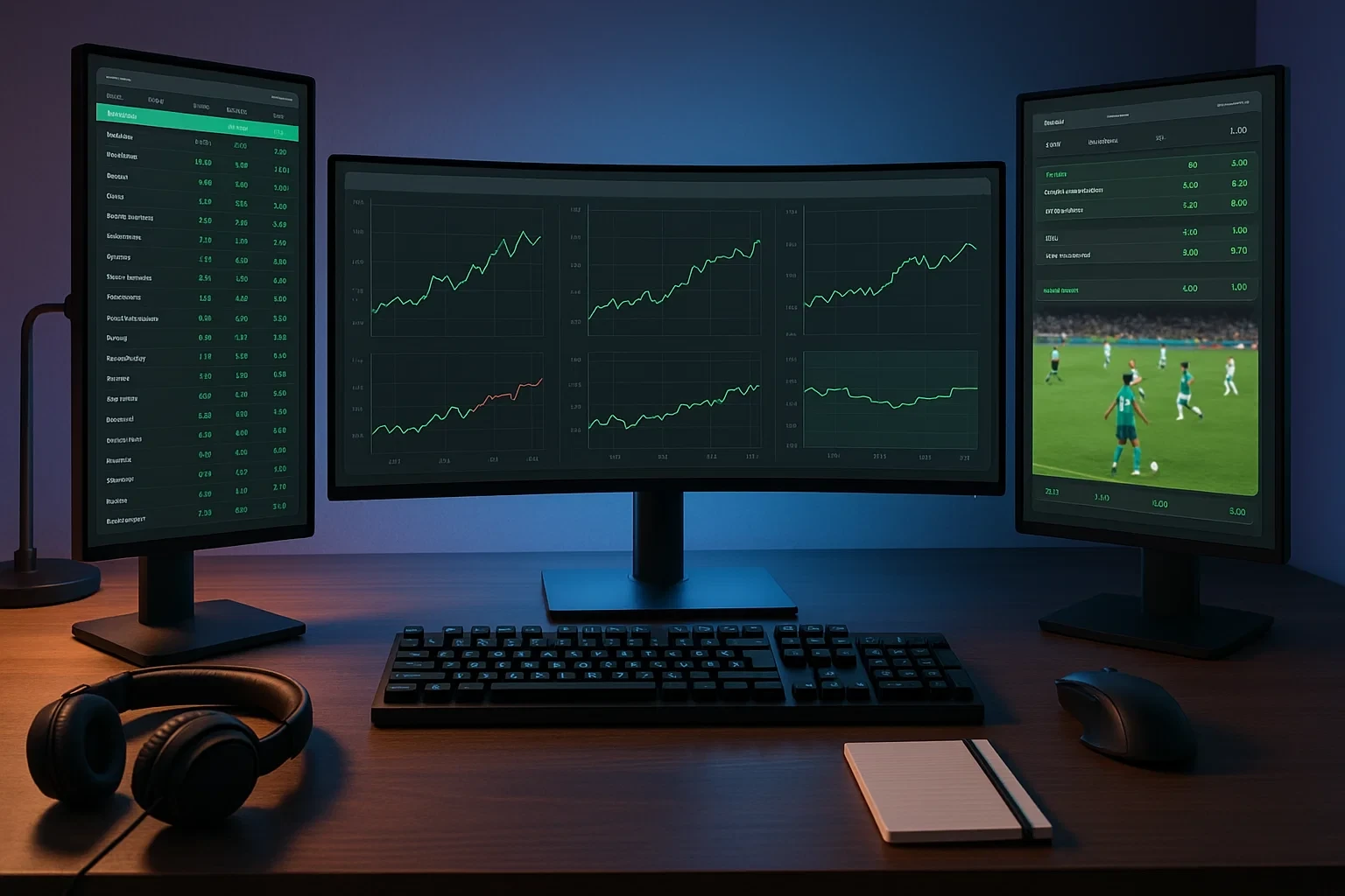 Software de trading esportivo com gráficos de odds em tempo real